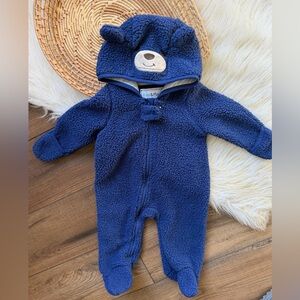 KIKO & MAX Blue Bear Sherpa Bunting Jumpsuit Coat Size 6 Months